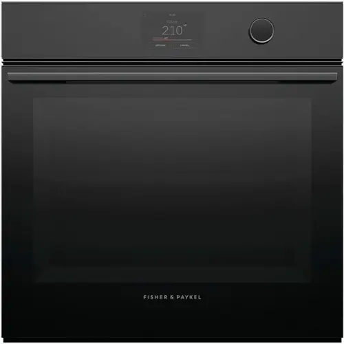 Front. Fisher & Paykel - 24" Built-in Singel Electric Combination Steam Wall Oven with 3 Cu. Ft. Oven Capacity - Black.