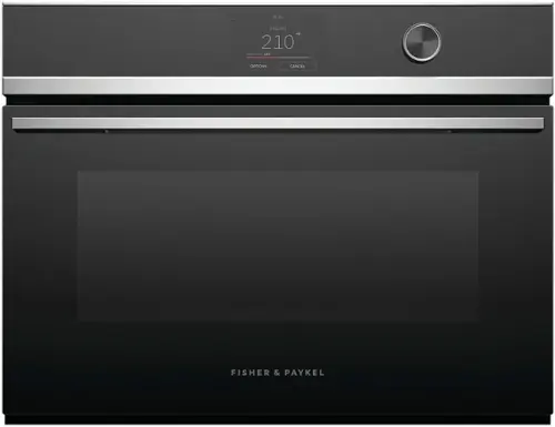 Front. Fisher & Paykel - 24" Built -in Single Electric Convection Combination Steam Wall Oven with 1.6 Cu. Ft. Oven Capacity - Black.