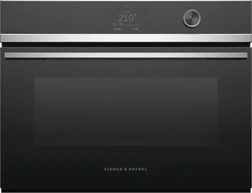 Front. Fisher & Paykel - 24" Built -in Single Electric Convection Combination Steam Wall Oven with 1.6 Cu. Ft. Oven Capacity - Stainless Steel.