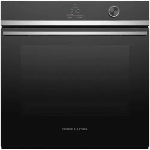 Front. Fisher & Paykel - 24" Built-in  Single Electric Combination Steam Wall Oven with 2.5 Cu. Ft. Oven Capacity - Silver.