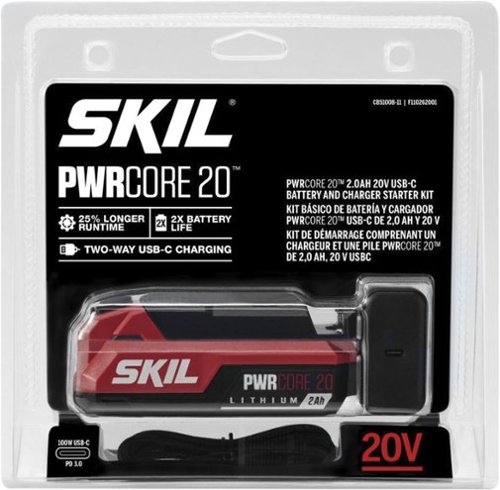 SKIL 2.0Ah USB-C Battery + 45W PD charger start kit - Black/Red