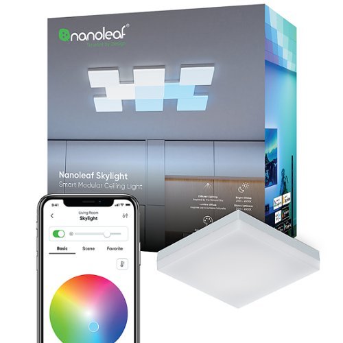 Nanoleaf - Skylight - Smart LED Flush Mount Indoor Ceiling Light Fixture Expansion Pack (1pk) - Modular & Color Changing - Multicolor