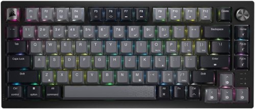  CORSAIR - K65 PLUS WIRELESS 75% RGB Mechanical Pre-Lubricated MLX Red Linear Switch Gaming Keyboard with Hot-Swappable Switches - Black/Gray