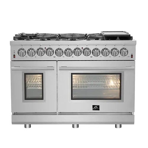 Front. Forno Appliances - Massimo 6.58 Cu. Ft. Freestanding Dual Fuel Range - Stainless steel.