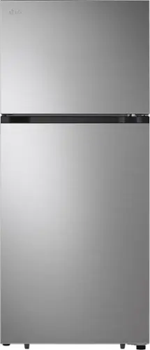 Front. LG - 17.5 Cu. Ft. Garage Ready Top-Freezer Refrigerator with Reversible Doors - Stainless Steel.