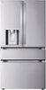 LG - Counter-Depth MAX 24.5 Cu. Ft. 4-Door French Door Smart Refrigerator with Full-Convert Drawer - Stainless Steel-Front_Standard
