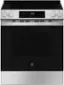 Front. GE - 5.3 Cu. Ft. Slide-In Electric Range with Self-Clean and Steam Cleaning Option and Crisp Mode - Stainless Steel.
