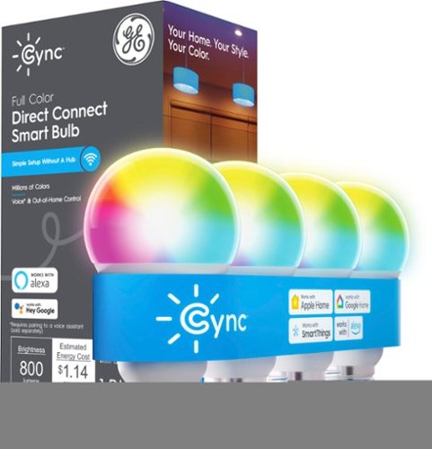 GE - Cync Direct Connect Matter Light Bulbs (4 A19 LED Color Changing Light Bulbs) - Full Color