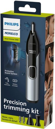 Philips Norelco Nose Trimmer 5000 for Nose, Ears, Eyebrows Trimming Kit, NT5600/62 - Black/Silver BUY IN DUBAI
