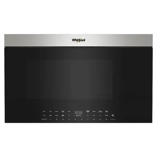 Front. Whirlpool - 1.1 Cu. Ft. Over the Range Microwave with Flush Built-In Design - Stainless steel.