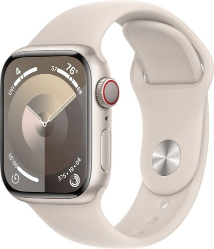 Refurbished Apple Watch Series 9 GPS + Cellular 41mm Aluminum Case with Starlight Sport Band  (Medium/Large) - Starlight - (2023)-Front_Standard 