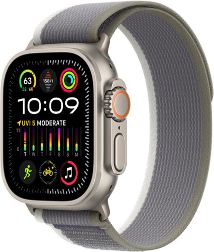 Apple Watch Ultra 2 GPS + Cellular 49mm Titanium Case with Green/Gray Trail Loop  (Medium/Large) - Titanium