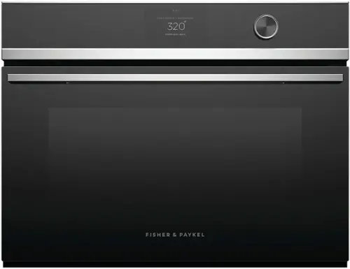 Front. Fisher & Paykel - 24" Built-in Single Electric Convection Speed Wall Oven - Black.