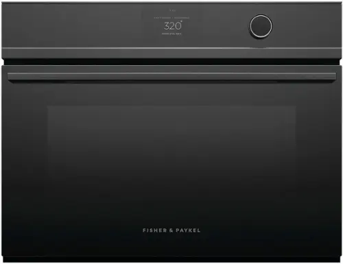 Front. Fisher & Paykel - 24" Built-in Single Electric Convection Speed Wall Oven - Black.