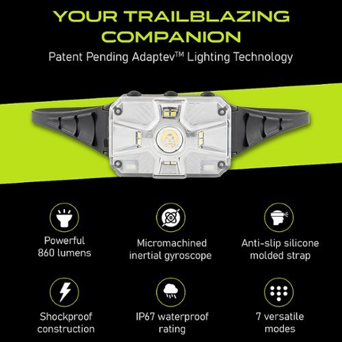 Panther Vision Adaptev Headlamp Flashlight with Inertial Gyroscope, Adaptive Lighting Guided by Your Movements for Outdoor Adventures - Black WORLDWIDE DELIVERY