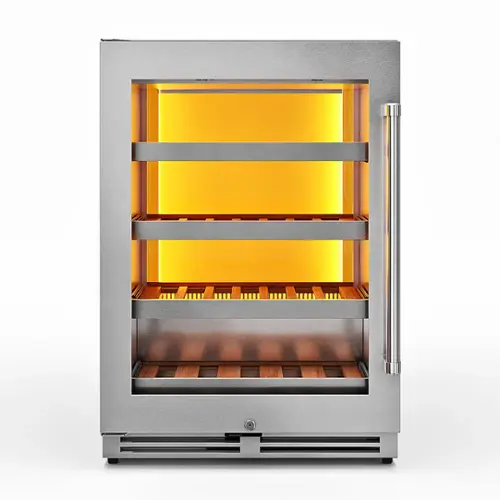Front. Thor Kitchen - 45 Bottle Built-In Single Zone Wine Cooler - Stainless Steel.