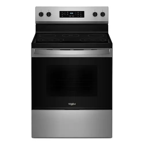Front. Whirlpool - 5.3 Cu. Ft. Freestanding Electric Range with Cooktop Flexibility - Stainless Steel.