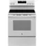 Front. GE - 5.3 Cu. Ft. Freestanding Electric Range with Self-Clean and Steam Cleaning Option and Crisp Mode - White.