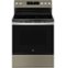 GE - 5.3 Cu. Ft. Freestanding Electric Range with Self-Clean and Steam Cleaning Option and Crisp Mode - Slate-Front_Standard
