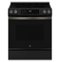 GE - 5.3 Cu. Ft. Slide-In Electric Convection Range with Steam Cleaning and EasyWash Oven Tray - Black Slate-Front_Standard