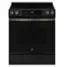 Front. GE - 5.3 Cu. Ft. Slide-In Electric Convection Range with Steam Cleaning and EasyWash Oven Tray - Black Slate.