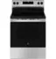 Front. GE - 5.3 Cu. Ft. Freestanding Electric Range with Steam Cleaning and 4 Burner Radiant Cooktop - Stainless Steel/Black.