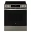 Front. GE - 5.3 Cu. Ft. Slide-In Electric Convection Range with Steam Cleaning and EasyWash Oven Tray - Slate.