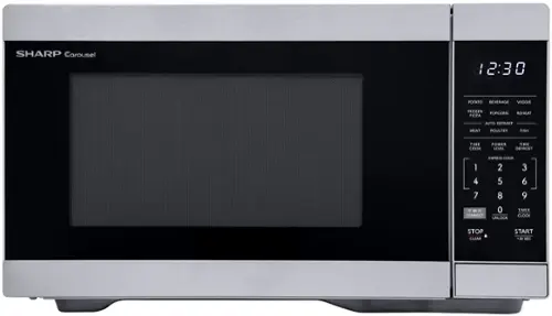 Front. Sharp - Sharp 1.1 cu. ft. 1000W Smart Countertop Microwave Works with Alexa - Stainless - Stainless Steel.
