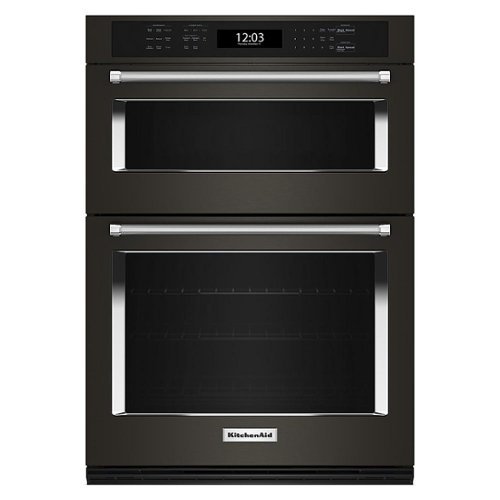 KitchenAid - 30" Built-In Electric Convection Double Wall Combination with Microwave and Air Fry Mode - Black Stainless Steel