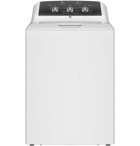 GE - 4.3 Cu. Ft. High-Efficiency Top Load Washer with 5 Year Limited Parts and Labor Warranty - White with Black Stainless Steel