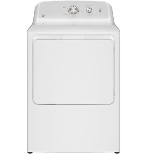 GE - 6.2 Cu. Ft. Gas Dryer with Shallow Depth Design - White with Silver Matte