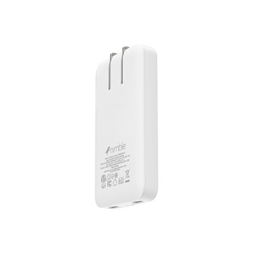 Nimble WALLY Ultra 65W Dual USB-C Wall Charger, Ultra-Slim Design, PD, QC, PPS Fast Charging, Folding Prongs, Travel Size - White GLOBAL SHIPPING