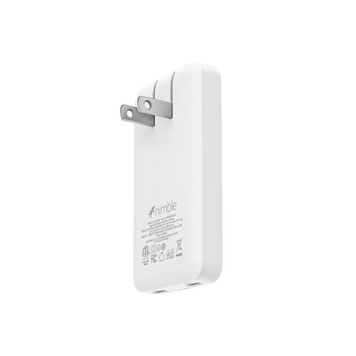 Nimble WALLY Ultra 65W Dual USB-C Wall Charger, Ultra-Slim Design, PD, QC, PPS Fast Charging, Folding Prongs, Travel Size - White WORLDWIDE DELIVERY