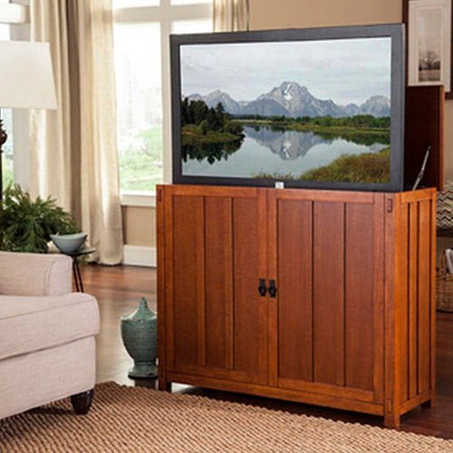Touchstone Home Products - The Mission Style Elevate by Touchstone- Smart Motorized TV Lift Cabinet for Flat Screen TVs up to 50 Inches - Mission Oak