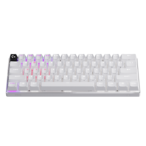Logitech G PRO X 60 LIGHTSPEED Wireless Gaming Keyboard, Ultra Compact TKL 60% Mechanical Keyboard for Windows PC, LIGHTSYNC RGB, Dual-Shot PBT Keycaps, GX Optical Linear Switches, White - Wired/Wi...