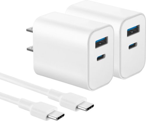 Best Buy essentials™ 20W Dual-Port Wall Charging Kit for USB-C Smartphones, Tablets and More (2 Pack) - White BUY ONLINE