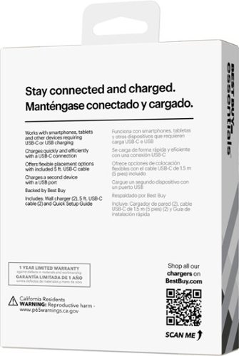 Best Buy essentials™ 20W Dual-Port Wall Charging Kit for USB-C Smartphones, Tablets and More (2 Pack) - White BUY IN SINGAPORE