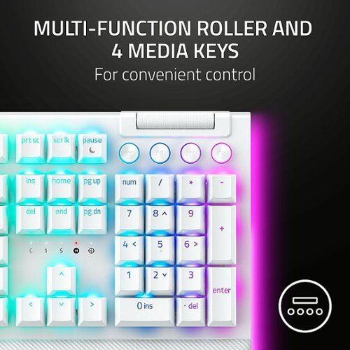 Razer BlackWidow V4 Pro Full Size Wired Mechanical Green Clicky Switch Gaming Keyboard with Chroma RGB Backlighting - White WHERE TO BUY