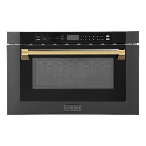 ZLINE - Autograph Edition 24 in.  Built-in Microwave Drawer in Black Stainless Steel and Gold Accents