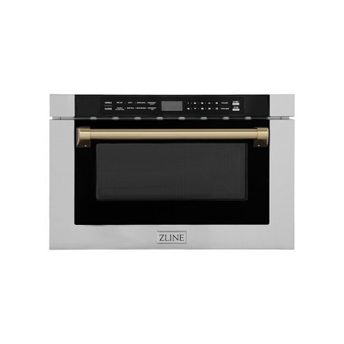 "ZLINE - Autograph Edition 24"" 1.2 cu. ft. Built-in Microwave Drawer in Stainless Steel and Champagne Bronze Accents"