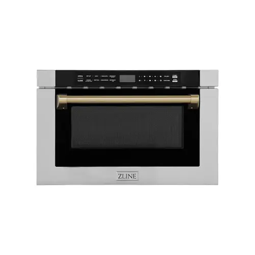 Front. ZLINE - Autograph Edition 24" 1.2 cu. ft. Built-in Microwave Drawer in Stainless Steel and Champagne Bronze Accents.