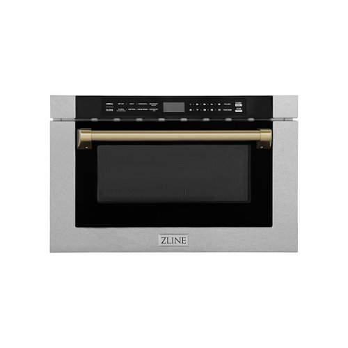 "ZLINE - Autograph Edition 24"" 1.2 cu. ft. Built-in Microwave Drawer in Resistant Stainless Steel and Champagne Bronze Accents"