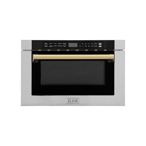 "ZLINE - Autograph Edition 24"" 1.2 cu. ft. Built-in Microwave Drawer in Stainless Steel and Gold Accents"
