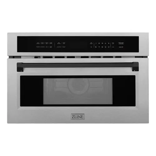 Front. ZLINE - Autograph 30" 1.6 cu ft. Built-in Convection Microwave Oven in Fingerprint Resistant Stainless and Matte Black Accents.