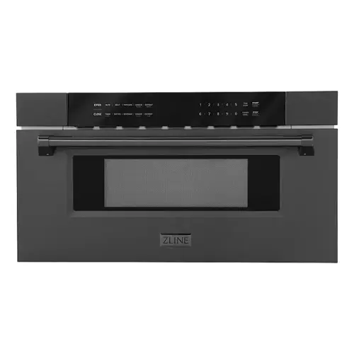Front. ZLINE - 30 in.  Built-in Microwave Drawer in Black Stainless Steel.