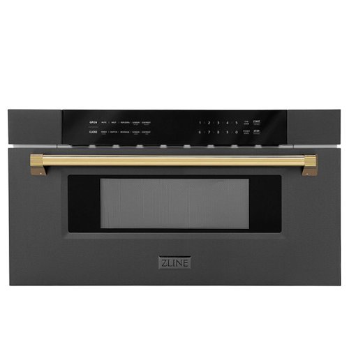 ZLINE - Autograph Edition 30 in.  Built-in Microwave Drawer in Black Stainless Steel and Gold Accents