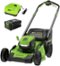 Greenworks - Refurbished 80V 21" Dual Port Self-Propelled Lawn Mower (1 x 4.0 Ah Battery, 1 x Charger) - Green-Front_Standard