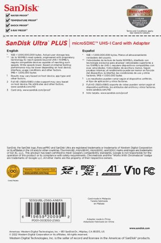 SanDisk Ultra PLUS 256GB microSDXC UHS-I Memory Card for Chromebook WORLDWIDE DELIVERY