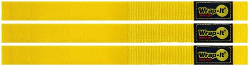 Wrap-It Storage Quick-Straps - 12-inch (3-Pack) - Weatherproof Hook and Loop Strap - Yellow WORLDWIDE DELIVERY