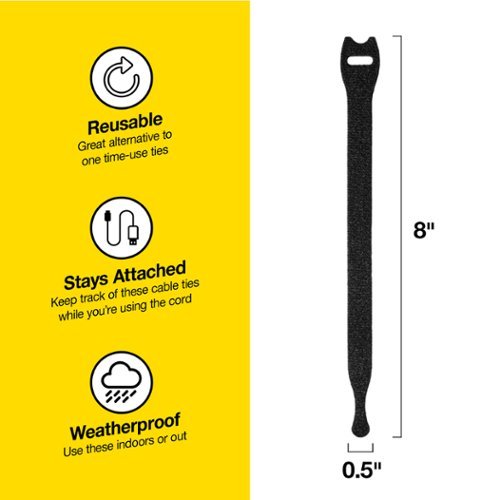 Wrap-It Storage Self-Gripping Cable Ties Roll - 8-inch (25-Pack) - Reusable Hook and Loop Ties - Black BUY IN EUROPE